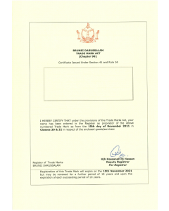 Änderung Markeninhaber (Rechtsnachfolge) Brunei